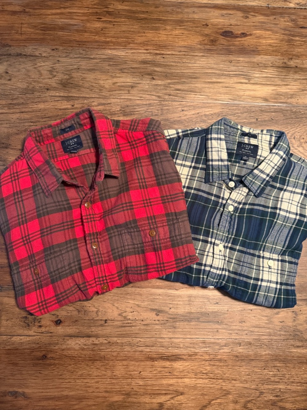 Bundle of two J. Crew mens flannel shirts.